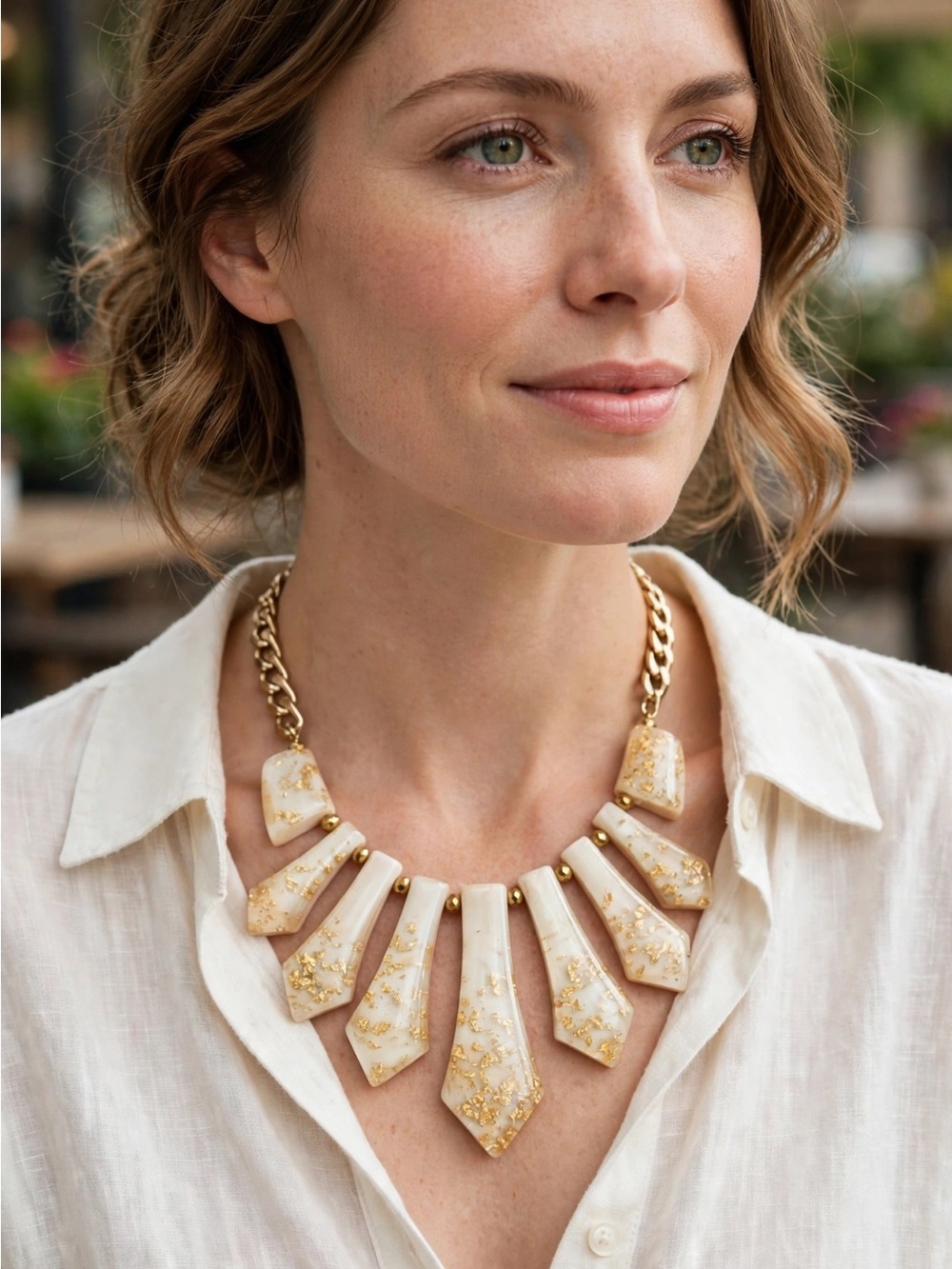 Vintage RUSH By Denis & Charles Acrylic Chunky Statement Necklace New old Stock